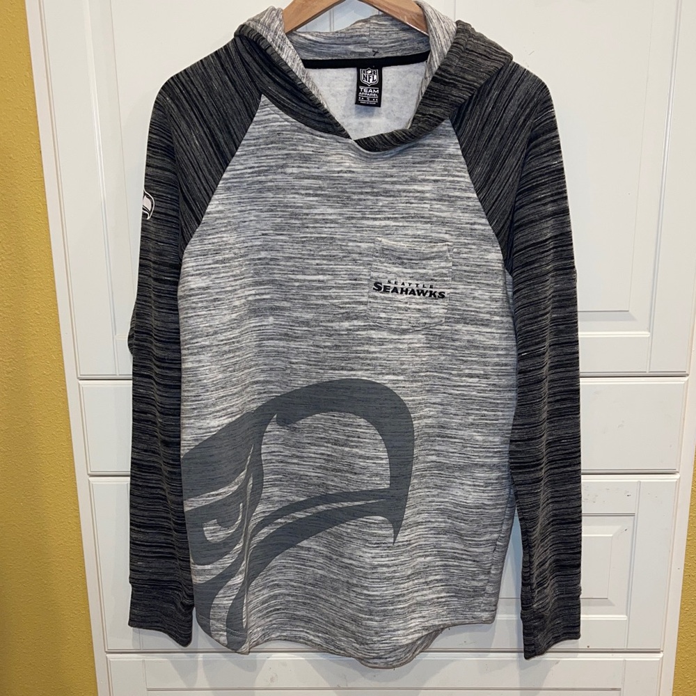 NFL Team Apparel Seattle Seahawks Gray Black Hoodie Raglan Size S
